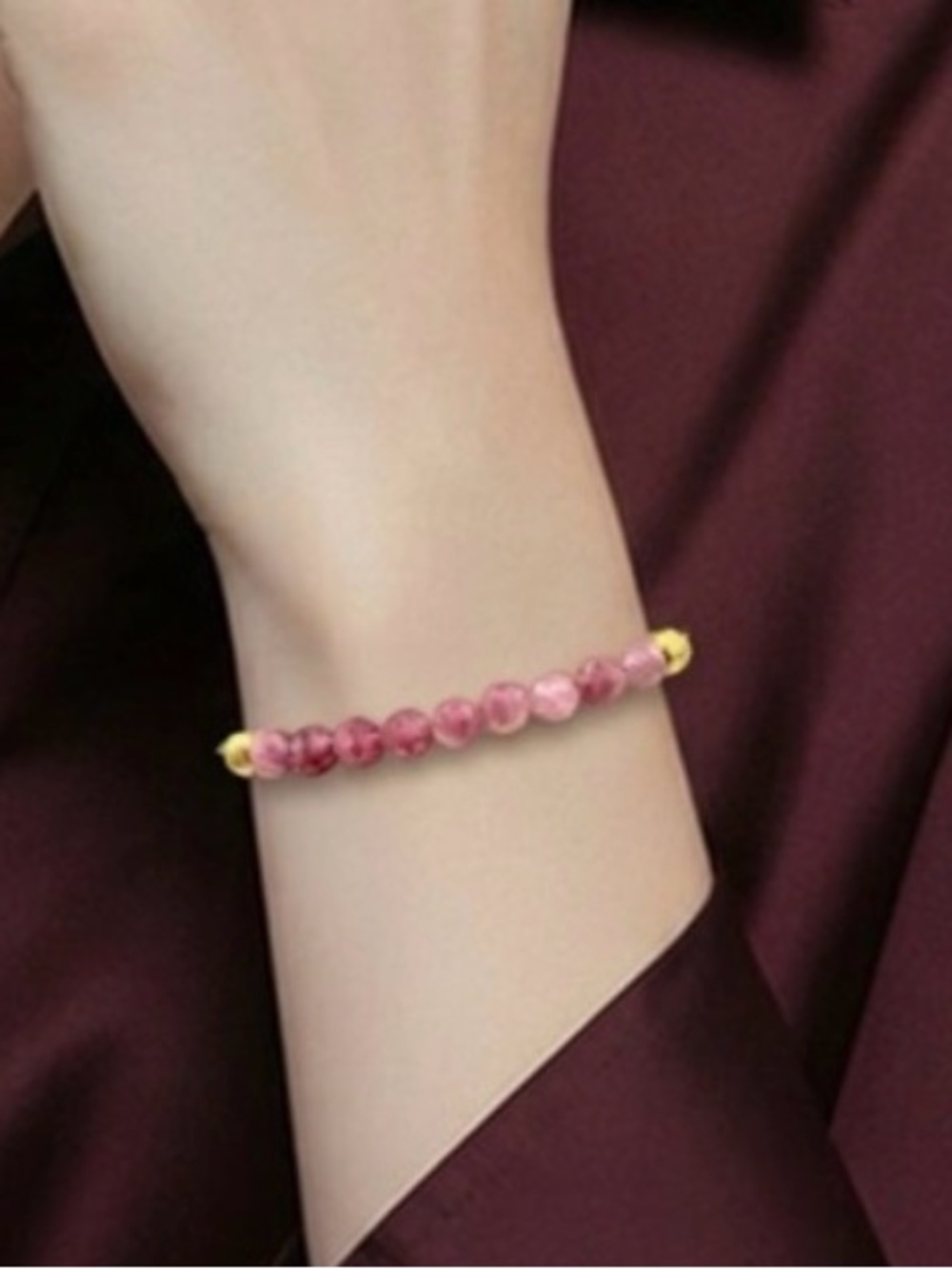 Pink tourmaline bracelet  gold plated slider chain adjustable fits all‎ sizes